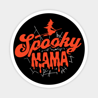 Cute Halloween Spooky Mama Orange and Black Halloween Witch Mom Magnet